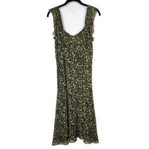 Michael Kors Black Ivy Midi Dress Babydoll Y2k 90s Style Ruffle‎ size 6